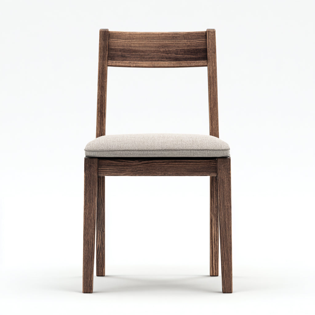 Silla de comedor de madera maciza con asiento tapizado 48x45x82 cm - madera oscura - gris claro - apto para comedor - diseño nórdico