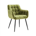 Silla de comedor tapizada en terciopelo 56x61x89 cm - verde musgo y negro - diseño moderno acolchado con reposabrazos para comedor