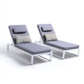 Tumbonas de jardín de estructura metálica y cojín gris 201x64x87 cm gris-blanco para exterior - estilo moderno