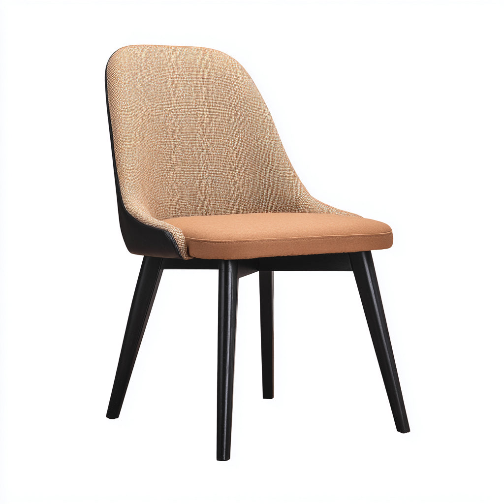 Silla de comedor tapizada en tela 50x58x84 cm - marrón claro y negro - diseño contemporáneo para comedor
