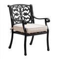 Silla de jardín aluminio fundido 60x58x90 cm - negro-beige - estilo clásico apta para exterior