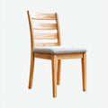 Silla de comedor de madera maciza con asiento tapizado 48x45x85 cm - madera natural - gris claro - apto para comedor - diseño nórdico