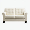 Sofá de 2 plazas - cuero auténtico - 170x88x92 cm - blanco marfil - estilo clásico