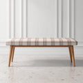 Banco de entrada madera tapizado estampado a cuadros 112x38x47 cm - diseño moderno para recibidor