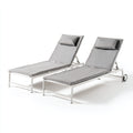 Tumbonas de jardín de estructura metálica y cojín gris 200x63x89 cm gris-blanco para exterior - estilo moderno