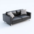 Sofá de 2 plazas - cuero auténtico - 180x87x88 cm - negro - diseño moderno
