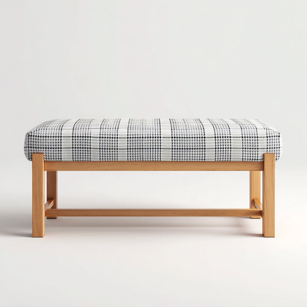 Banco de entrada madera y tela 108x40x48 cm - gris - madera - diseño moderno apto para recibidor