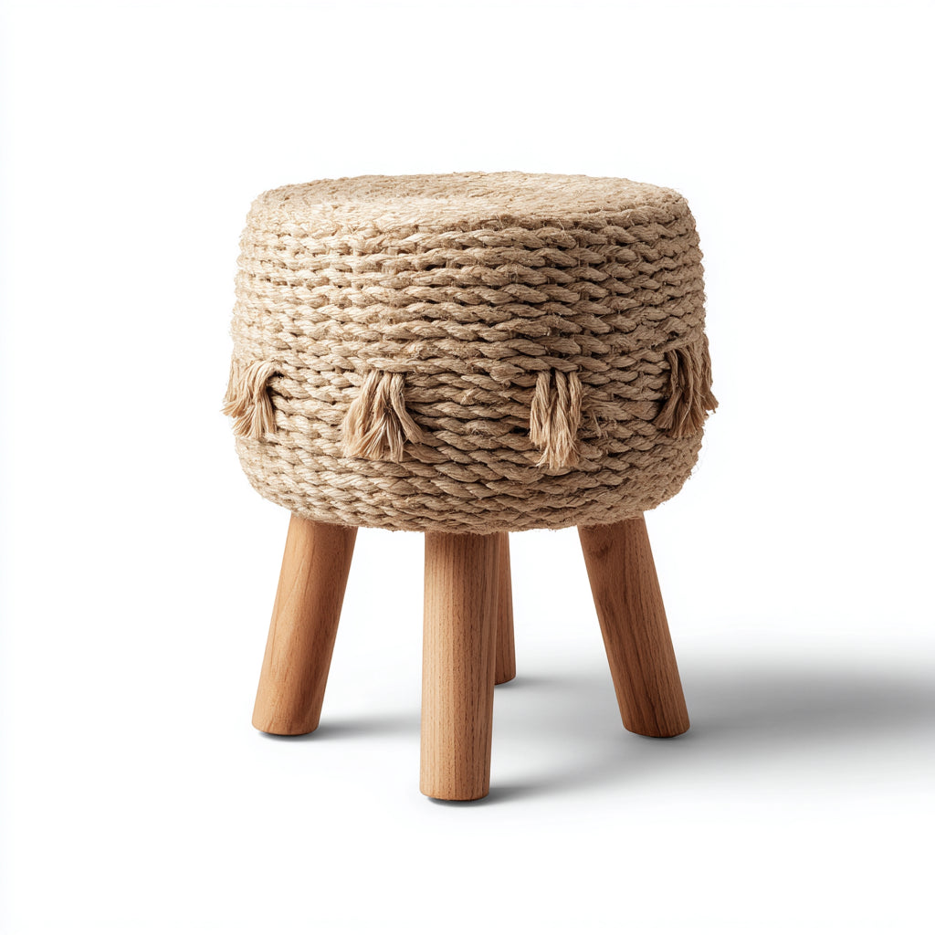 Reposapiés - yute - 35x35x40 cm - beige - diseño artesanal
