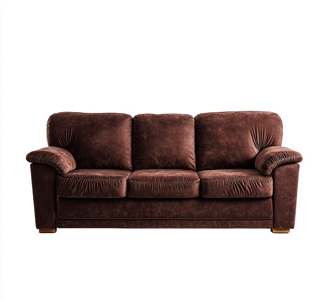 Sofá de 3 plazas-terciopelo suave-192x92x94 cm-marrón oscuro-estilo acogedor clásico