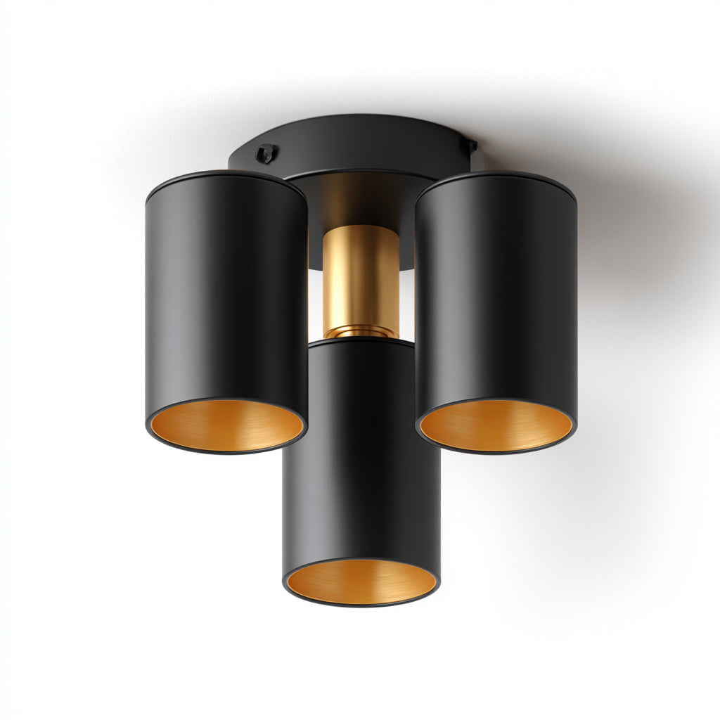 Lámpara de techo - metal - 25x20 cm - negro-dorado - diseño moderno