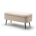 Banco de entrada tapizado beige con almacenaje 92x40x48 cm - diseño moderno para recibidor