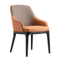 Silla de comedor tapizada en cuero sintético y tela 55x60x85 cm - marrón claro y negro - diseño contemporáneo para comedor