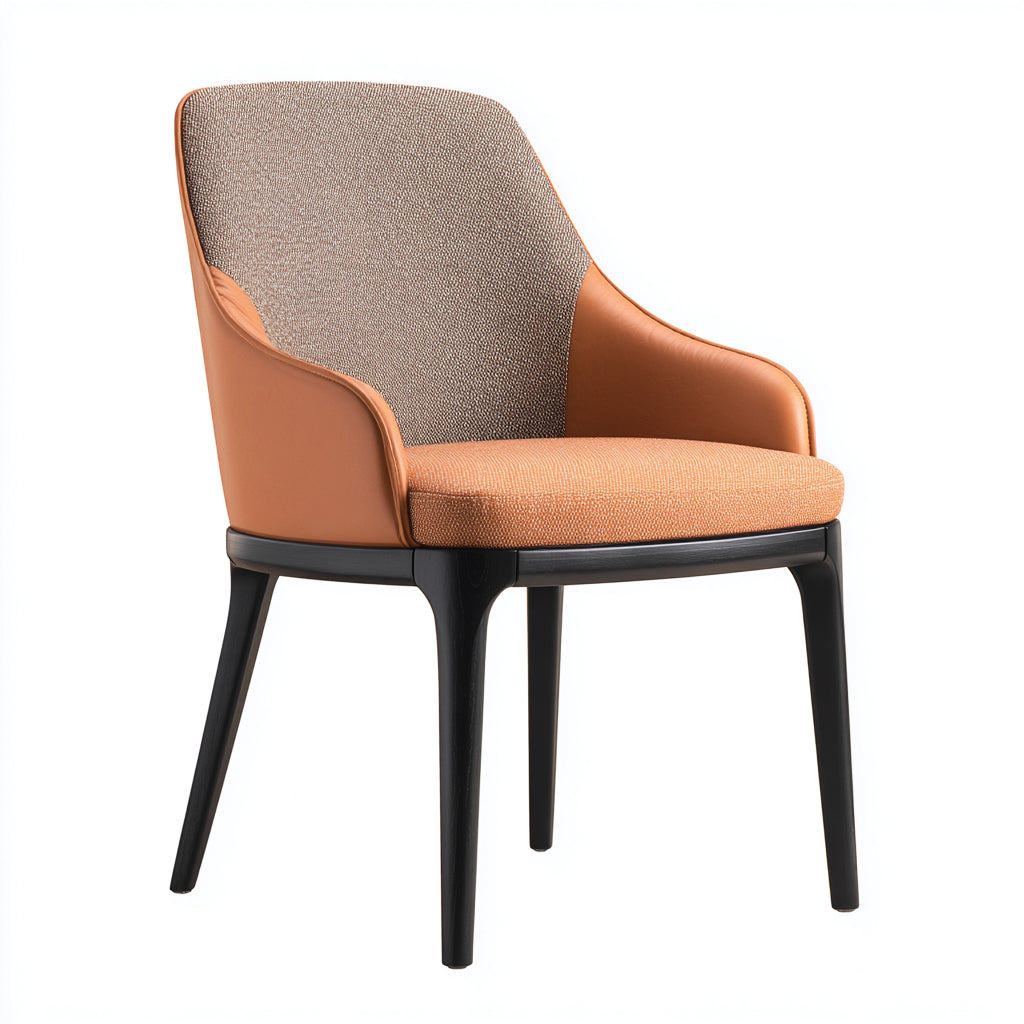 Silla de comedor tapizada en cuero sintético y tela 55x60x85 cm - marrón claro y negro - diseño contemporáneo para comedor