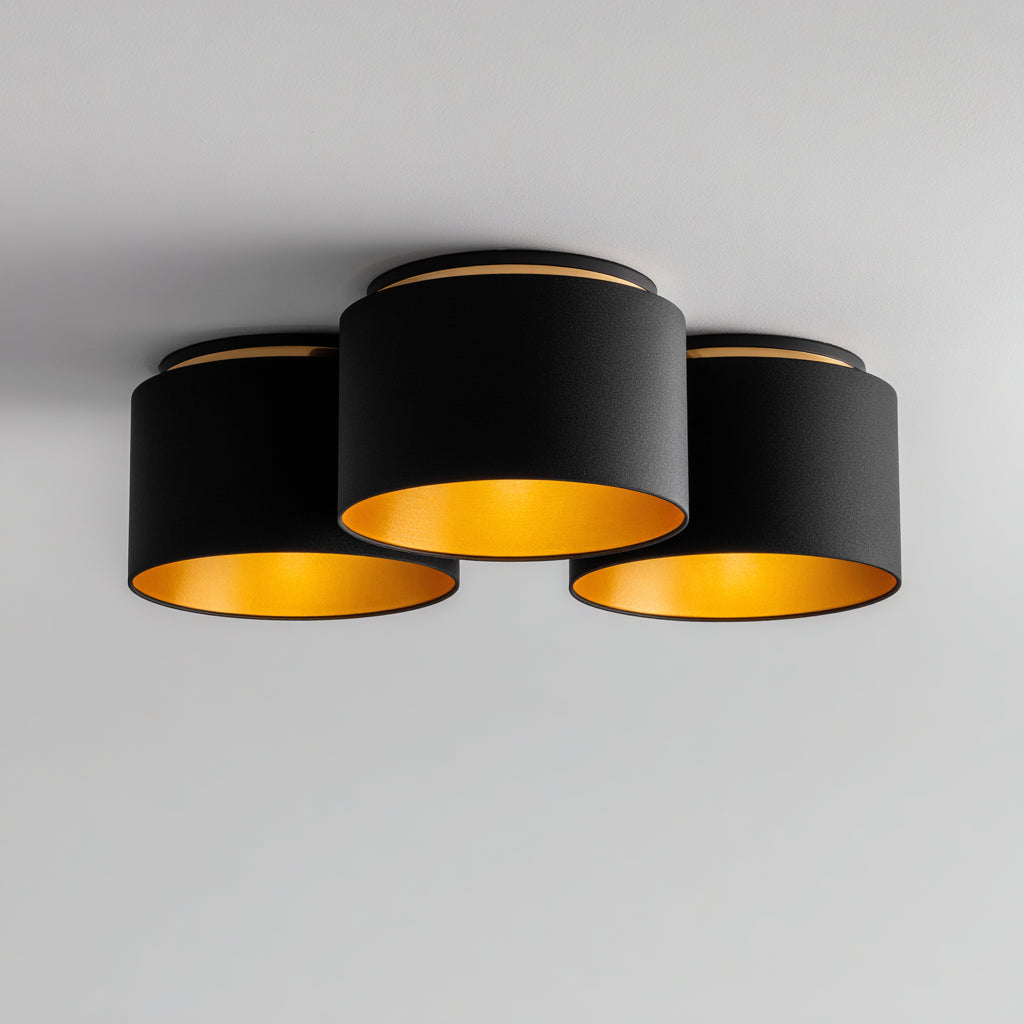 Lámpara de techo - metal - 32x14 cm - negro-dorado - diseño moderno minimalista