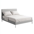 Cama matrimonial tapizada 200x180x95 cm gris apta para dormitorio diseño moderno