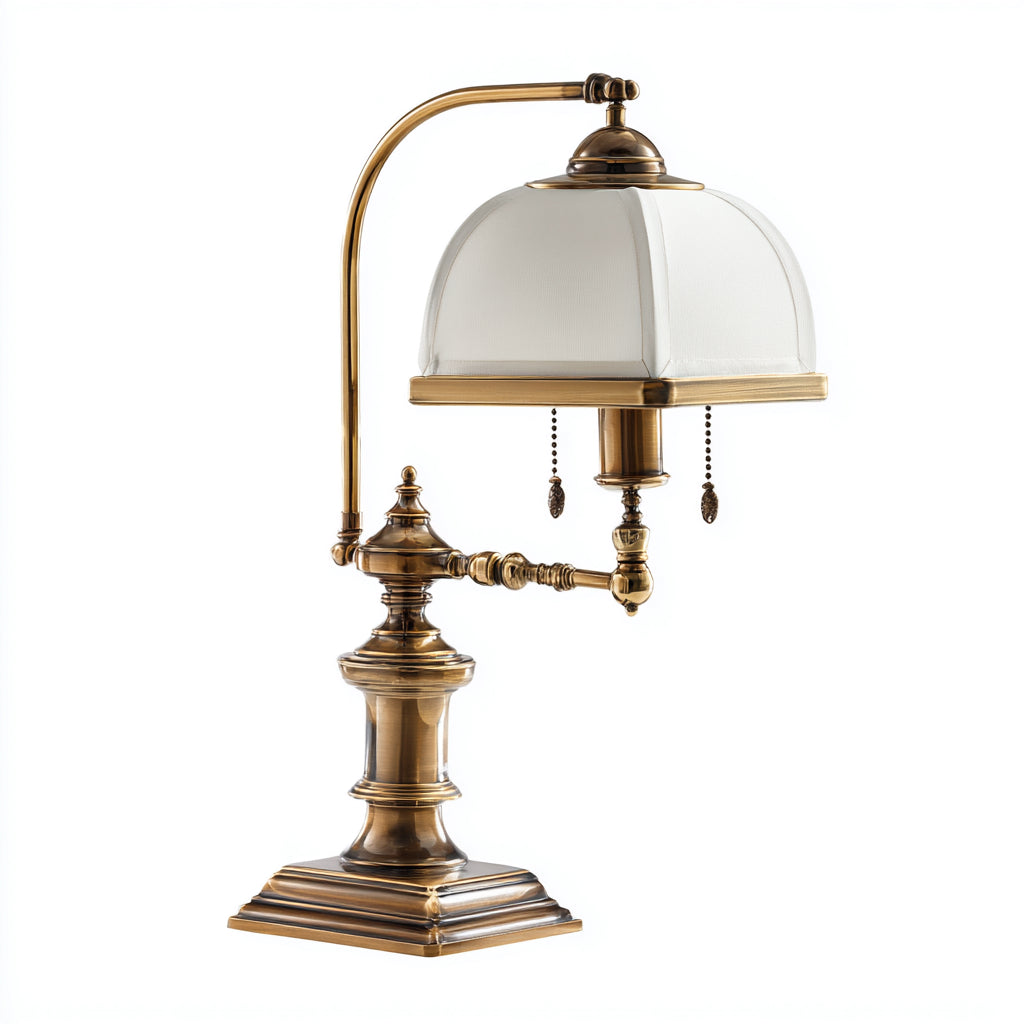 Lámpara de mesa - metal 34x28x54 cm - dorado - beige - apta para salón - dormitorio - diseño clásico